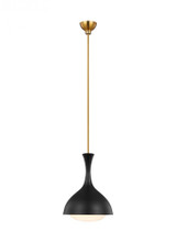 Visual Comfort & Co. Studio Collection Lucerne Pendant, 1-Light, Midnight Black And Burnished Brass, Milk White Shade, 9"W (AEP1011BBSMBK 706WZCN) 