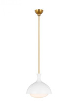 Visual Comfort & Co. Studio Collection Lucerne Pendant, 1-Light, Matte White And Burnished Brass, Milk White Shade, 11.5"W (AEP1021BBSMWT 706WZCR) 