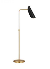 Visual Comfort & Co. Studio Collection Tresa Floor Lamp, 1-Light, LED, Midnight Black And Burnished Brass, Midnight Black Shade, 47"H (AET1001BBSMBK1 706X0AR) 