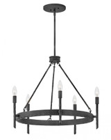 Hinkley Tress Medium Single Tier Pendant, 5-Light, Black, 21"H (3675FE 9U691) 