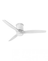 Hinkley Hover Flush Mount Ceiling Fan, 3-Blade, 1-Light, LED, Matte White, Matte White Blades, Etched Opal Glass, 52"W (900852FMW-LWD 9U2CV) 
