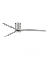Hinkley Hover Flush Mount Ceiling Fan, 3-Blade, 1-Light, LED, Brushed Nickel, Weathered Wood Blades, Etched Opal Glass, 72"W (900872FBN-LWD 9U788) 