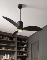 Hinkley Marin Ceiling Fan, 3-Blade, 1-Light, LED, Matte Black, Matte Black Blades, 60"W (903160FMB-LDD 9U78U) 