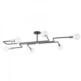 Mitzi by Hudson Valley Lighting Jena Semi-Flush Mount, 6-Light, Polished Nickel/Textured Black Combo, 41"W (H488606L-PN/TBK 608UJDA) 