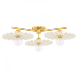 Mitzi by Hudson Valley Lighting Tinsley Semi-Flush Mount, 1-Light, Aged Brass/Ceramic Gloss Cream, 11.75"W (H499603-AGB/CCR 608UJDM) 