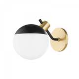 Mitzi by Hudson Valley Lighting Miranda Wall Sconce, 1-Light, LED, Aged Brass/Soft Black, 8"H (H573101-AGB/SBK 608UKA4) 