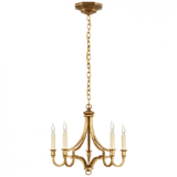 Visual Comfort & Co. Signature Collection Mykonos Small Chandelier, 5-Light, Gilded Iron, 15.5"W (CHC 5560GI CX14F) 
