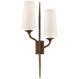 Visual Comfort & Co. Signature Collection Iberia Double Left Wall Sconce, 2-Light, Antique Bronze Leaf, 24"H (JN 2076ABL-L CX42Q) 