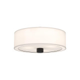 Alora Lighting Theo Flush Mount, 3-Light, Matte Black, White Linen, 24.13"D 