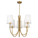 Artcraft Rhythm Chandelier, 5-Light, Brushed Gold, White Shade, 27.6"W (SC13335BG 340431LL) 