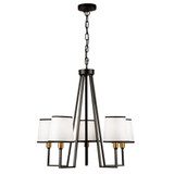 Artcraft Coco Chandelier, 5-Light, Gold, Black, White Shade, 25.6"W (SC13345BK 340431LW) 