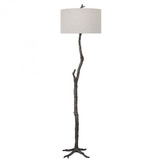 Uttermost Spruce Floor Lamp, 1-Light, Rustic Black, Light Gray Linen Hardback Shade, 69"H (30063 A6GLV) 