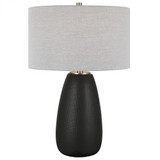 Uttermost Twilight Table Lamp, 1-Light, Satin Black, Light Gray Linen Hardback Shade, 27"H (30058-1 A6GLP) 