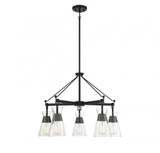 Savoy House Lakewood Chandelier, 5-Light, Matte Black, Glass Shade, 28"W (1-1832-5-89 ALPTQ) 