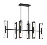 Savoy House Winfield Linear Chandelier, 12-Light, Matte Black, Glass Shade, 14"W (1-9773-12-89 ALQPX) 
