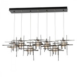 Hubbardton Forge Tura Linear Chandelier, 7-Light, Standard Height, Dark Smoke, Seeded Clear Glass, 53.75"W (131095-SKT-STND-07-II0728 5NCK85) 