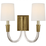 Visual Comfort & Co. Signature Collection Vivian Double Wall Sconce, 2-Light, Hand-Rubbed Antique Brass, 13.5"H (TOB 2033HAB-L CZYXJ) 