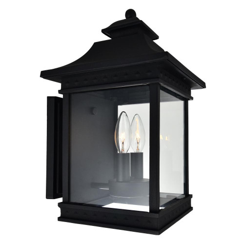 CWI Lighting Cleveland Outdoor Wall Light, 2-Light, Black, 15.3"H (0416W9-A-2-101 3069QA9) 