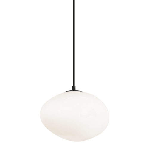 Matteo Lighting Melotte Pendant, 1-Light, Black, Opal Glass Shade, 11.38"L (C63611BKOP 305XUVW) 