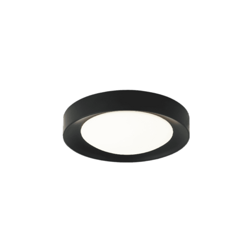 Matteo Lighting Essene Flush Mount, 1-Light, LED, Black, White Glass Shade, 12"W (M10001BK 305XUX6) 