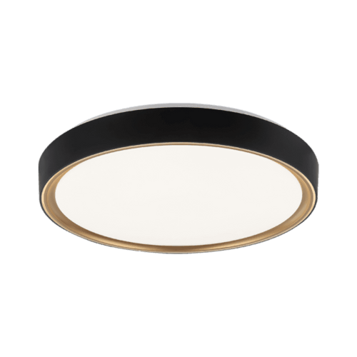 Matteo Lighting Alamus Flush Mount, 1-Light, LED, Black & Gold, White Acrylic Shade, 19.13"W (M10602BKGL 3060LP1) 