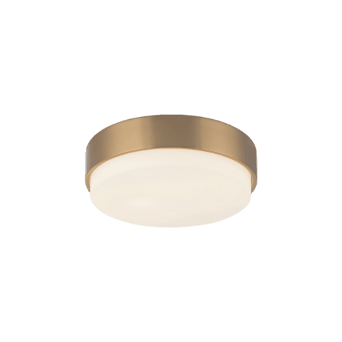 Matteo Lighting Quintz Flush Mount, 2-Light, LED, Aged Gold Brass, White Glass Shade, 12"W (M13202AG 3060LP7) 