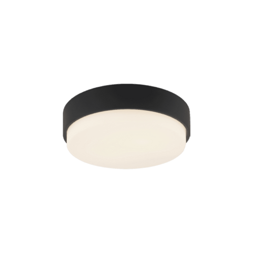 Matteo Lighting Quintz Flush Mount, 2-Light, LED, Matte Black, White Glass Shade, 12"W (M13202MB 3060LP9) 