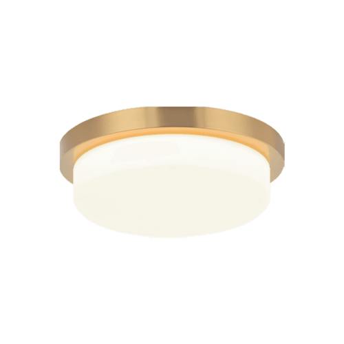 Matteo Lighting Durham Flush Mount, 1-Light, LED, Aged Gold Brass, White Glass Shade, 15.75"W (M15902AG 3060LPP) 