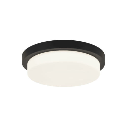 Matteo Lighting Durham Flush Mount, 1-Light, LED, Matte Black, White Glass Shade, 15.75"W (M15902MB 3060LPR) 