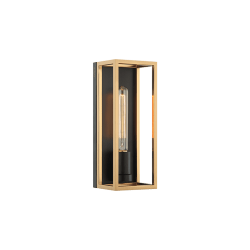 Matteo Lighting Shadowbox Bath Vanity Light, 2-Light, LED, Black & Aged Gold Brass, 12"H (S15141BKAG 3060LR2) 