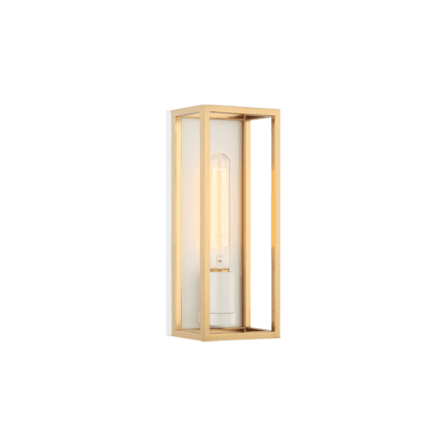 Matteo Lighting Shadowbox Bath Vanity Light, 1-Light, LED, White & Aged Gold Brass, 12"H (S15141WHAG 3060LR4) 