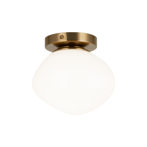 Matteo Lighting Melotte Flush Mounts, 1-Light, Aged Gold Brass, Opal Glass Shade, 7.5"W (WX63601AGOP 3060LRL) 