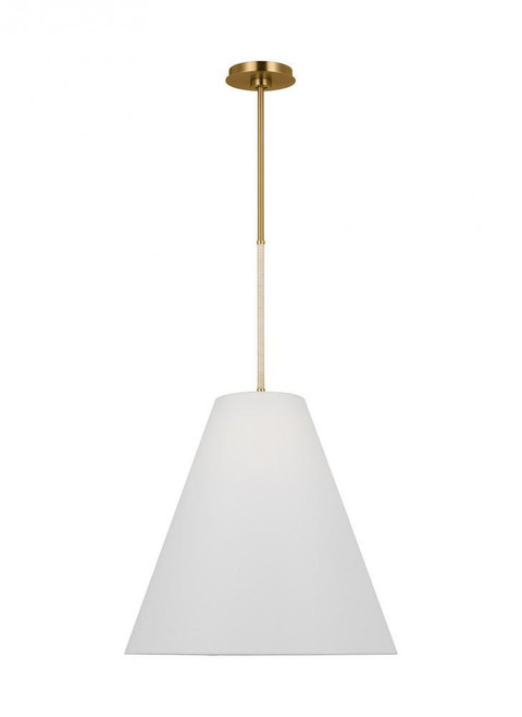 Visual Comfort & Co. Studio Collection Remy Pendant, 1-Light, Burnished Brass, White Linen Shade, 19"W (AEP1041BBS 706X39N) 