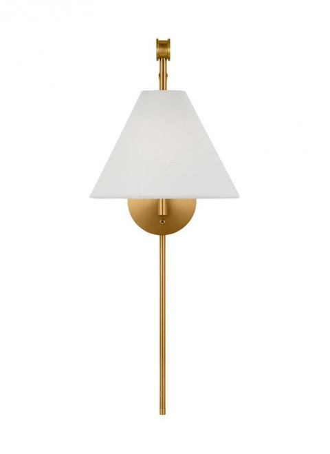 Visual Comfort & Co. Studio Collection Remy Wall Sconce, 1-Light, Burnished Brass, White Linen Shade, 29.25"H (AEW1021BBS 706X471) 