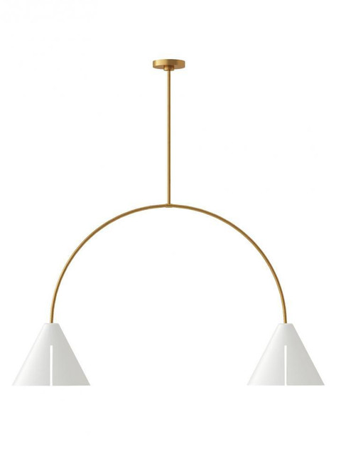 Visual Comfort & Co. Studio Collection Cambre Large Linear Chandelier, 2-Light, LED, Matte White And Burnished Brass, 6"W (KC1102MWTBBS-L1 706X48H) 