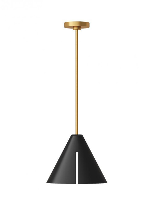 Visual Comfort & Co. Studio Collection Cambre Pendant, 1-Light, LED, Midnight Black And Burnished Brass, Midnight Black Shade, 6"W (KP1131MBKBBS-L1 706X48N) 