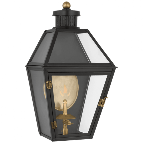 Visual Comfort & Co. Signature Collection Stratford Small 3/4 Gas Wall Lantern, 1-Light, Matte Black, 18"H (CHO 2450BLK-CG D02TH) 