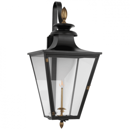 Visual Comfort & Co. Signature Collection Albermarle Large Bracketed Gas Wall Lantern, 1-Light, Matte Black, Brass, 39.75"H (CHO 2437BLK-CG D02UN) 