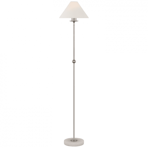 Visual Comfort & Co. Signature Collection Caspian Medium Floor Lamp, 1-Light, LED, Polished Nickel, Alabaster, Linen Shade, 51.75"H (CHA 9145PN/ALB-L D03PW) 