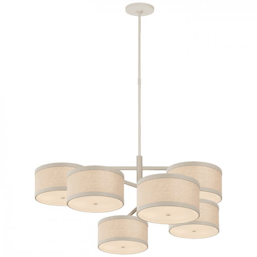 Visual Comfort & Co. Signature Collection Walker X-Large Offset Chandelier, 18-Light, LED, Light Cream, Natural Linen Shade, 41.25"W (KS 5072LC-NL D03Q8) 