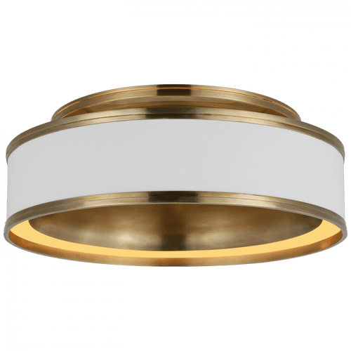 Visual Comfort & Co. Signature Collection Connery Flush Mount, 1-Light, LED, Matte White, Antique-Burnished Brass, 18"W (CHC 4612WHT/AB D03RZ) 