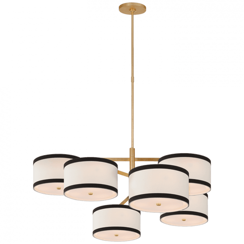 Visual Comfort & Co. Signature Collection Walker X-Large Offset Chandelier, 18-Light, LED, Gild, Linen Shade, 41.25"W (KS 5072G-L/BL D03T3) 