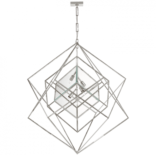 Visual Comfort & Co. Signature Collection Cubist Large Chandelier, 5-Light, LED, Polished Nickel, 45.5"W (KW 5022PN-CG D03T8) 