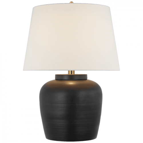 Visual Comfort & Co. Signature Collection Nora Medium Table Lamp, 1-Light, LED, Matte Black, Linen Shade, 28"H (MF 3638BLK-L D03TE) 