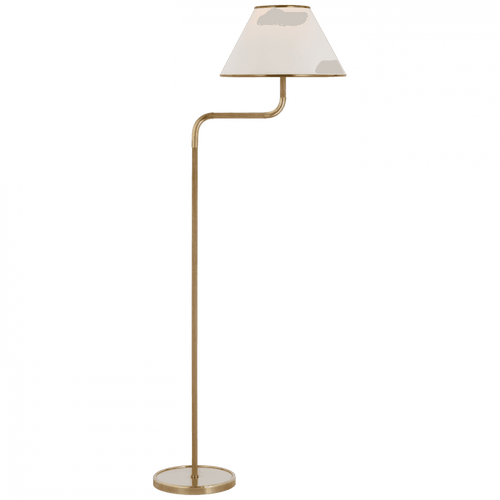 Visual Comfort & Co. Signature Collection Rigby Medium Bridge Arm Floor Lamp, 1-Light, LED, Soft Brass, Natural Oak, Linen Shade, 54.25"H (MF 1055SB/NO-L D01RU) 
