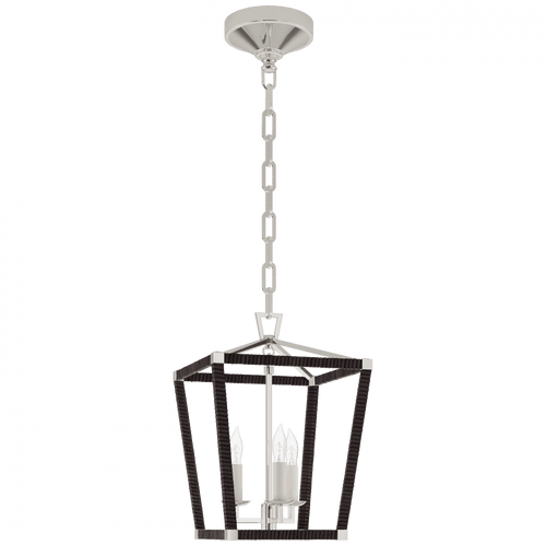 Visual Comfort & Co. Signature Collection Darlana Mini Wrapped Lantern, 3-Light, Polished Nickel, Black Rattan, 14"H (CHC 5875PN/BRT D01RX) 