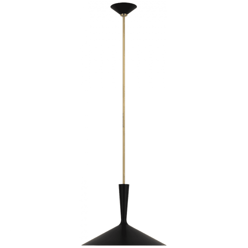 Visual Comfort & Co. Signature Collection Rosetta Large Pendant, 1-Light, LED, Matte Black, Hand-Rubbed Antique Brass, 18"W (ARN 5541BLK/HAB D01U2) 