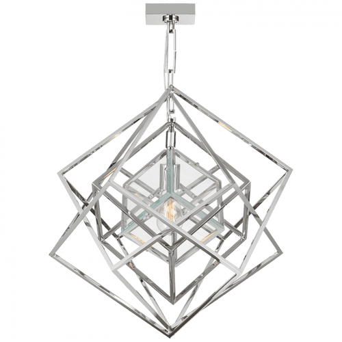 Visual Comfort & Co. Signature Collection Cubist Small Chandelier, 1-Light, LED, Polished Nickel, 22.5"W (KW 5020PN-CG D01UR) 