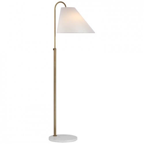 Kinsley Medium Floor Lamp, 1-Light, LED, Soft Brass, Linen Shade, 54.5"H (KS 1220SB-L D02RG)