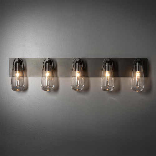 Hubbardton Forge Eos Bathroom Wall Sconce, 5-Light, Soft Gold, Clear, 36.5"W (201333-SKT-84-ZM0718 5NQUU7) 